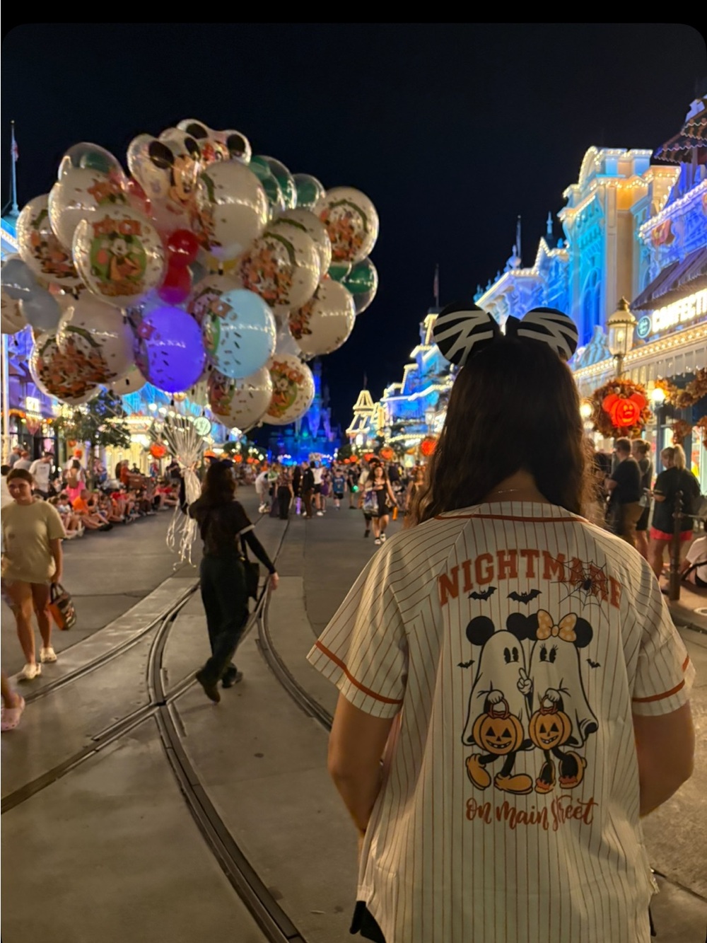 Disney White and Orange Striped Halloween Mickey Baseball Jersey - Picture 7 of 8